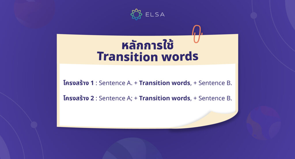 หลักการใช้ Transition words