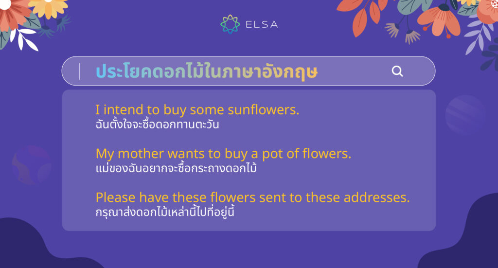 ประโยคเกี่ยวกับดอกไม้ ภาษาอังกฤษ