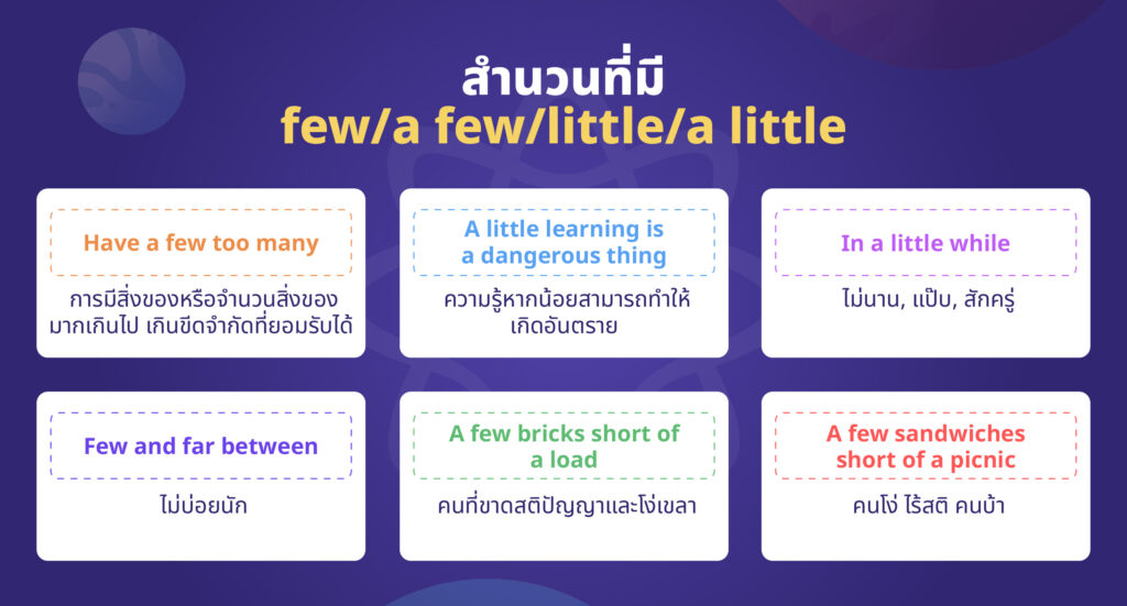 สำนวนที่มี few/a few/little/a little