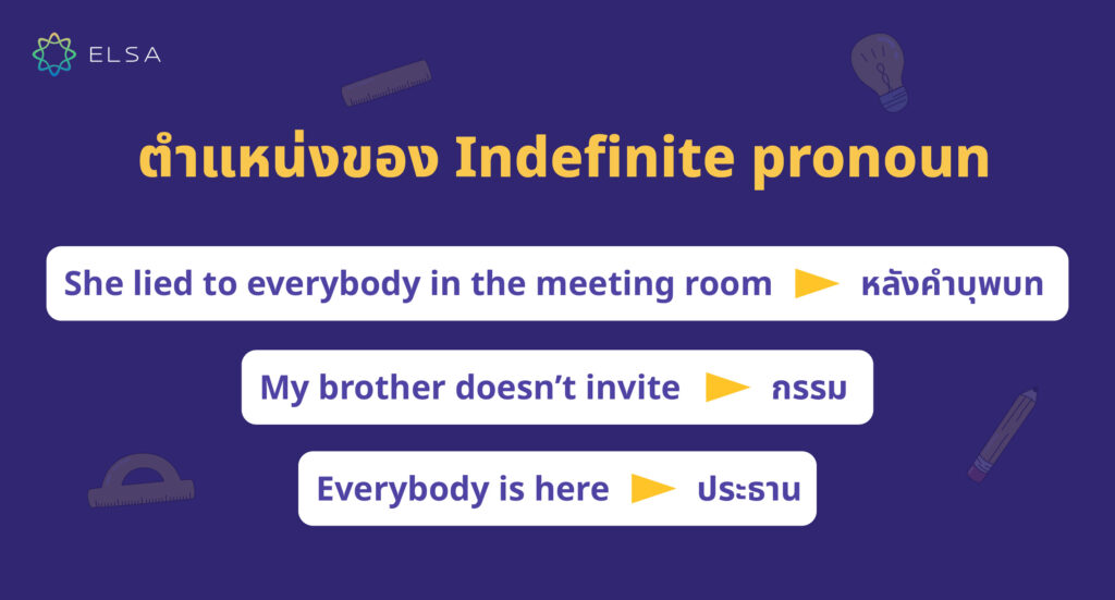 ตำแหน่งของ Indefinite pronoun