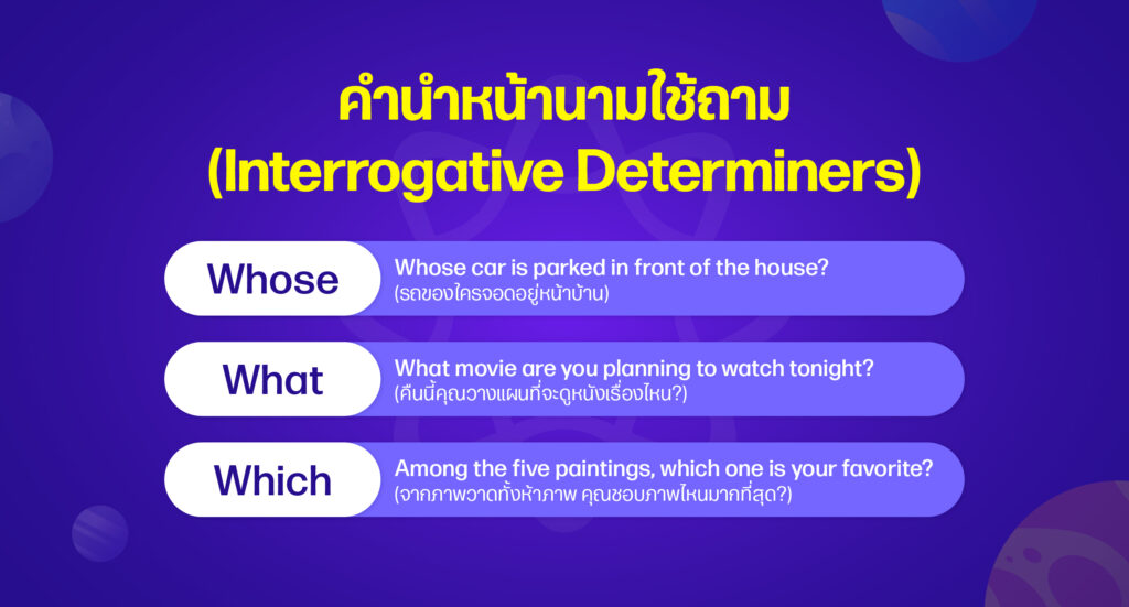 คำนำหน้านามใช้ถาม (Interrogative Determiners)