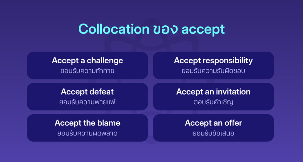 Collocation ของ accept