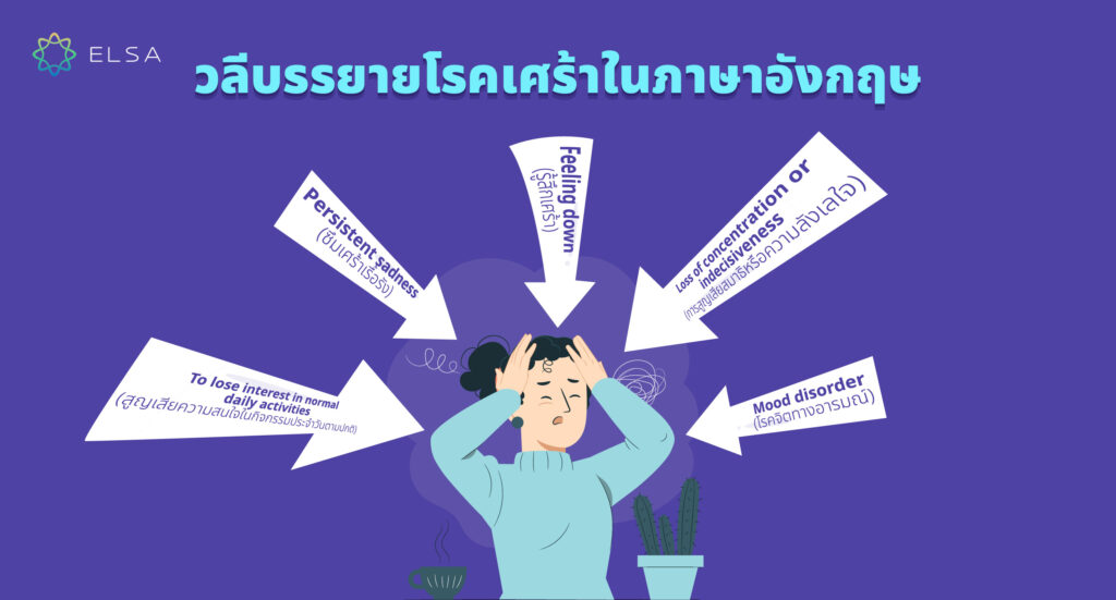 วลีบรรยายภาวะโรคซึมเศร้า ภาษาอังกฤษ