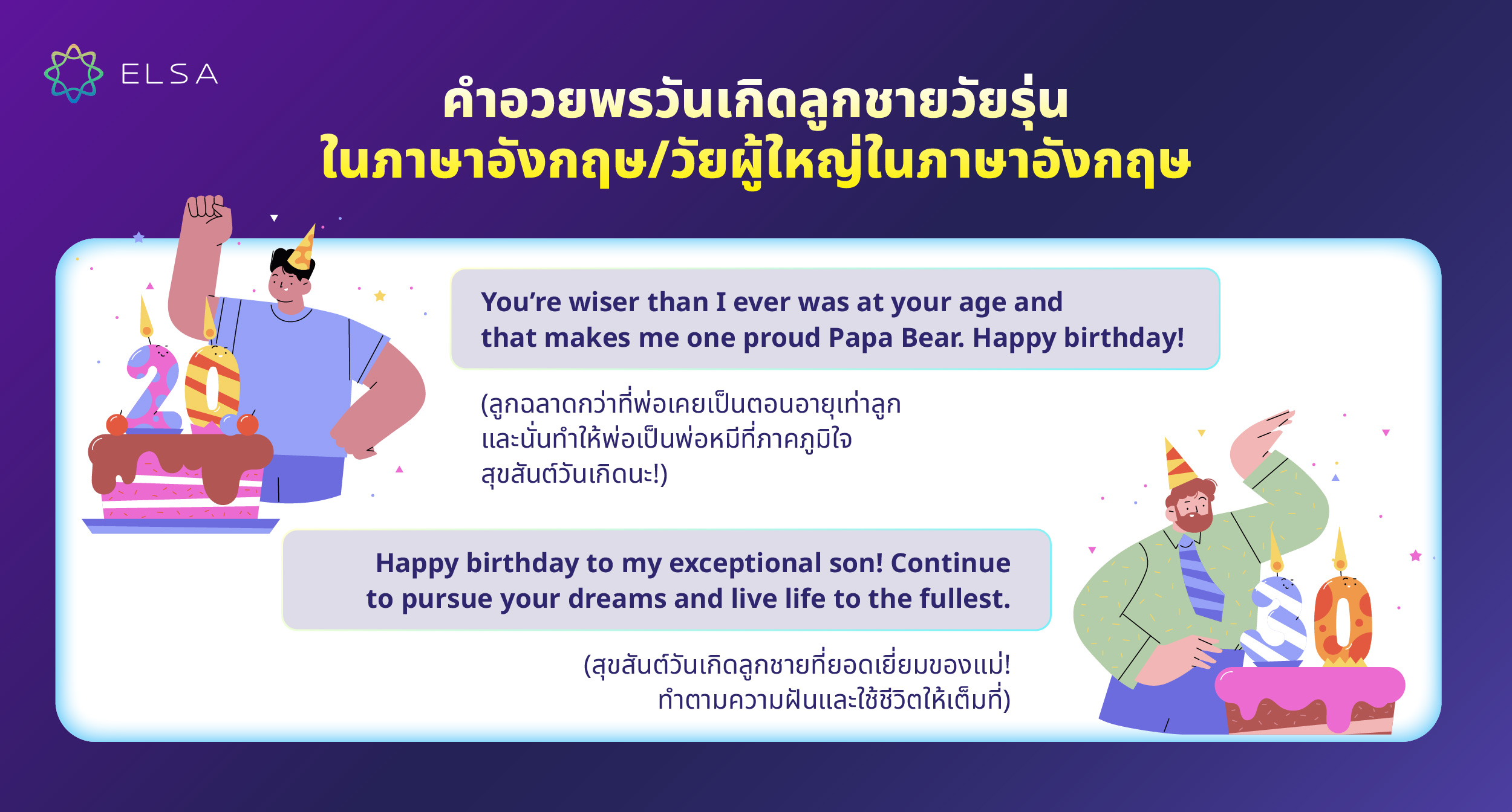 คำอวยพรวันเกิดลูกชายวัยรุ่นในภาษาอังกฤษ