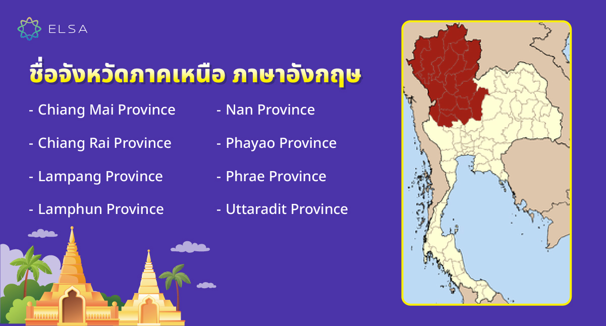 ชื่อจังหวัดภาคเหนือ ภาษาอังกฤษ