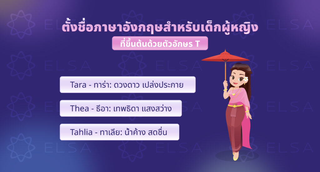 ชื่อภาษาอังกฤษผู้หญิงที่ขึ้นต้นด้วยตัวอักษร T