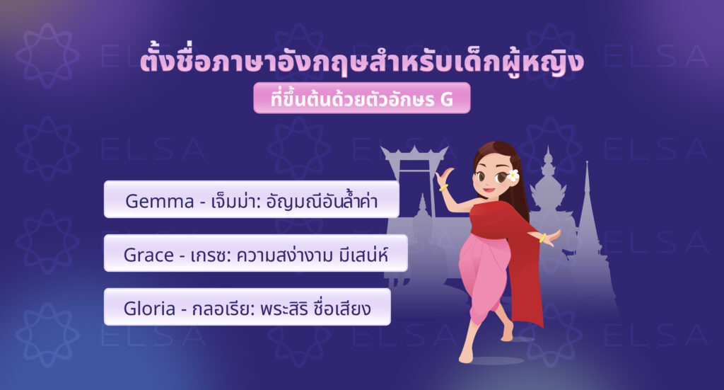 ชื่อภาษาอังกฤษผู้หญิงที่ขึ้นต้นด้วยตัวอักษร G