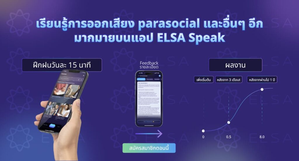เรียนรู้การออกเสียง parasocial และอื่นๆ อีกมากมายบนแอป ELSA Speak