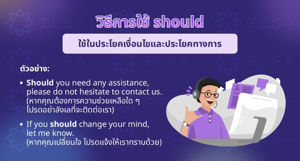 ใช้ในประโยคเงื่อนไขและประโยคทางการ ใช้ในประโยคเงื่อนไขและประโยคทางการ