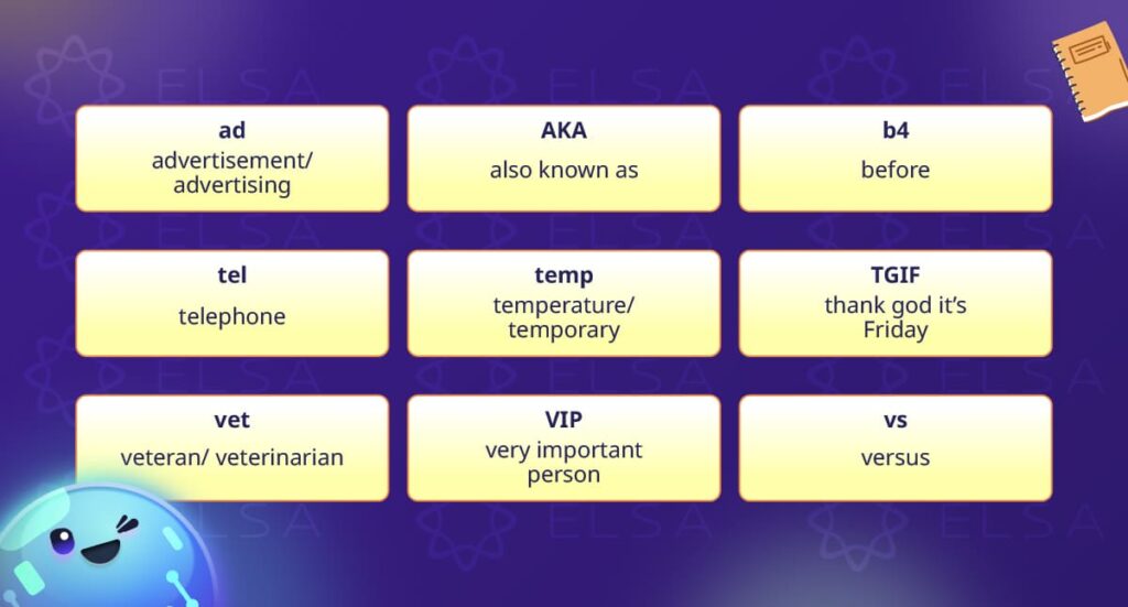 รวบรวมตัวย่อภาษาอังกฤษยอดนิยมกว่า 100+ คำ โดยแบ่งตามหมวดหมู่ต่างๆ