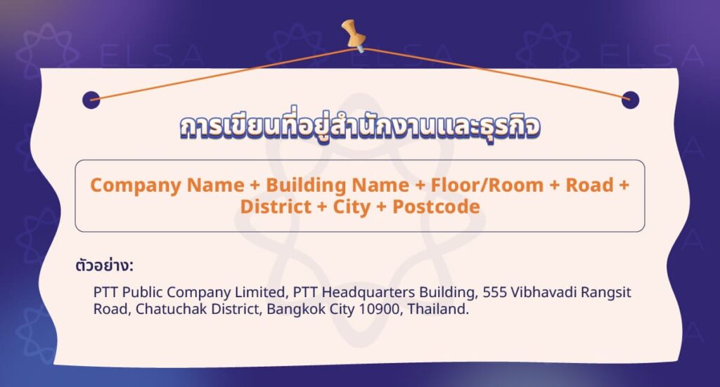 การเขียนที่อยู่สำนักงานและธุรกิจ