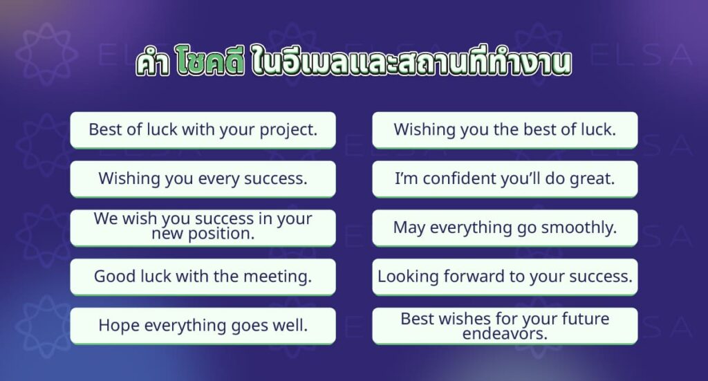 คำ โชคดี ในอีเมลและสถานที่ทำงาน