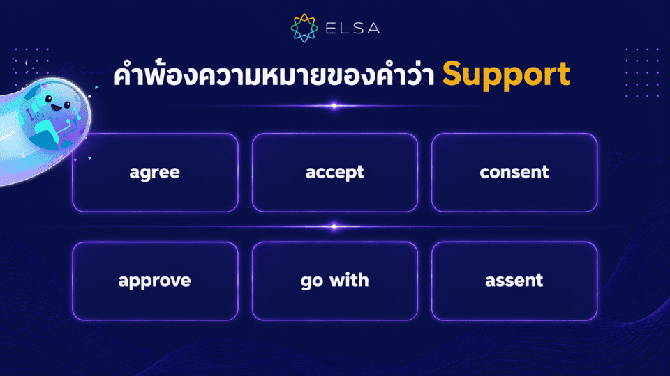 คำพ้องความหมายและคำตรงข้ามของคำว่า ซัพพอร์ต ภาษาอังกฤษ