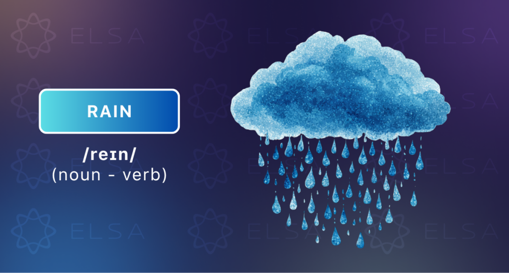 ฝน ภาษาอังกฤษ ทั้งคำนามและคำกริยาของคำว่าฝนตกเขียนว่า Rain