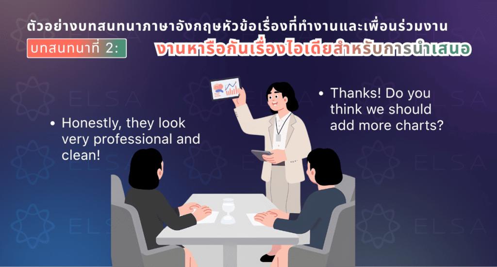 บทสนทนาภาษาอังกฤษเรื่องไอเดียสำหรับการนำเสนอ