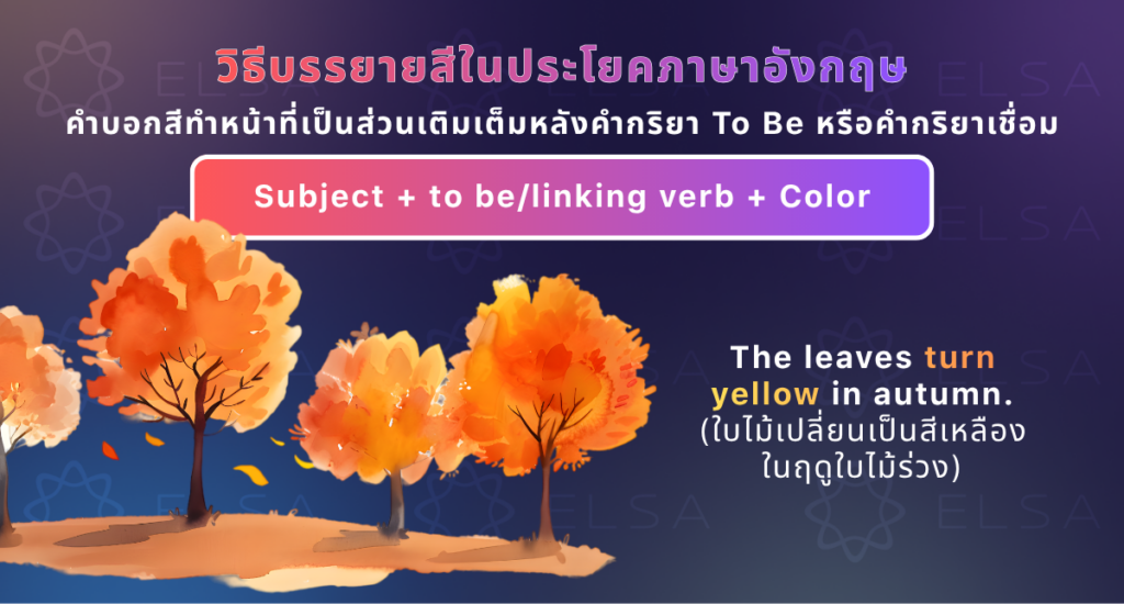 วิธีบรรยายสีในประโยคภาษาอังกฤษ วิธีบรรยายสีในประโยคภาษาอังกฤษ