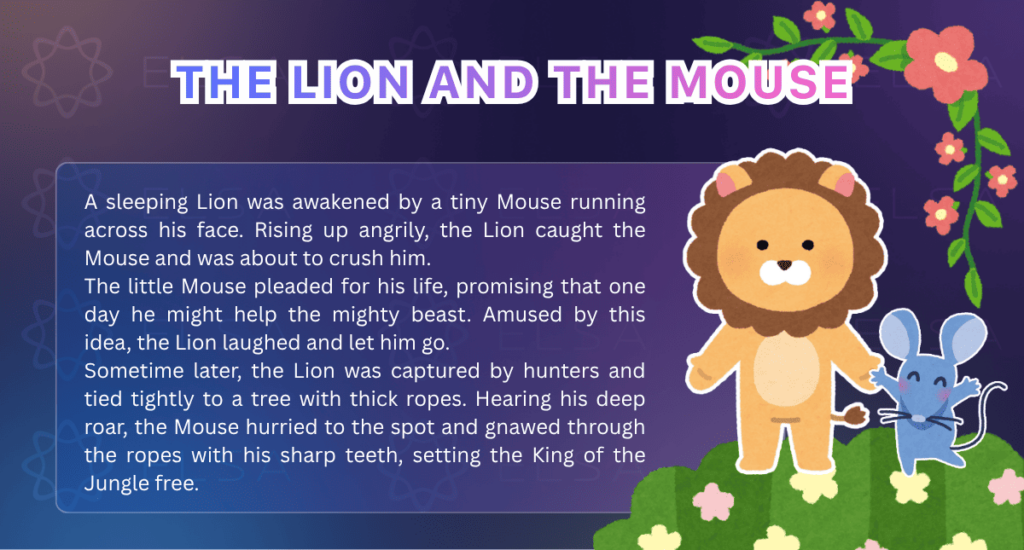นิทานภาษาอังกฤษเรื่อง The Lion and the Mouse