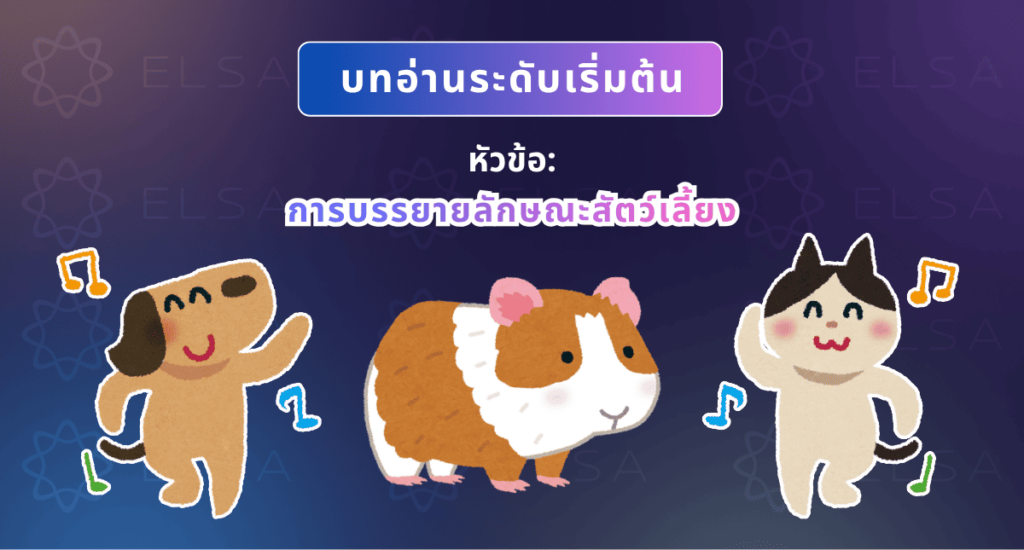 บทความภาษาอังกฤษบรรยายเกี่ยวกับสัตว์เลี้ยงสำหรับผู้เรียนระดับเริ่มต้น