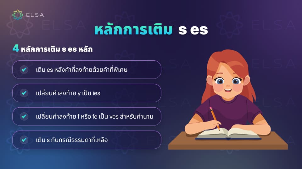 ตารางสรุป หลักการเติม s es ies ในคําภาษาอังกฤษ