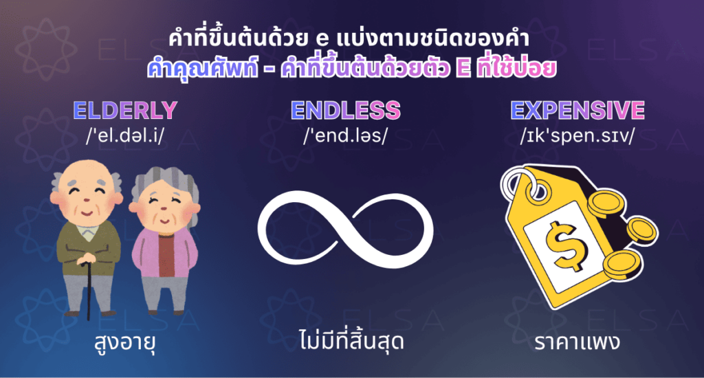 คำคุณศัพท์ที่ขึ้นต้นด้วย e ที่ใช้บ่อย คำคุณศัพท์ที่ขึ้นต้นด้วย e ที่ใช้บ่อย